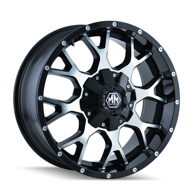 Mayhem 8015 Warrior 22x12 / 8x165.1 BP / -44mm Offset / mm Hub Gloss Black Machined Wheel